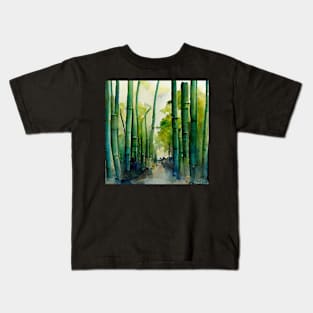 A forest of bamboo, watercolor Kids T-Shirt